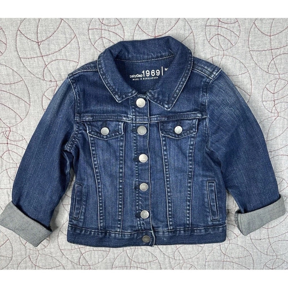 Baby Gap Denim Jacket Toddler Kids Size 5 Blue Classic Button Front Trucker Jean